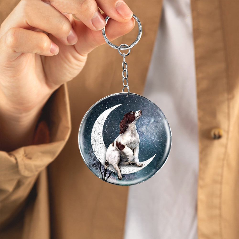 English Springer Spaniel-Stars and Moon-Round Resin Epoxy Metal Keychain