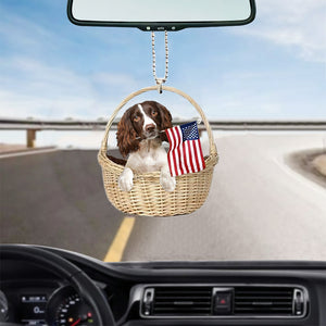 English Springer Spaniel-With American Flag Two Sides Ornament