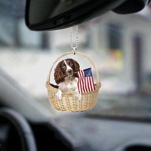 English Springer Spaniel-With American Flag Two Sides Ornament