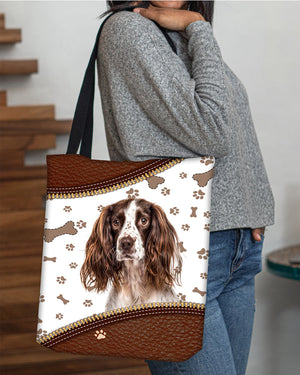 English Springer Spaniel 2-Zipper Texture-Cloth Tote Bag