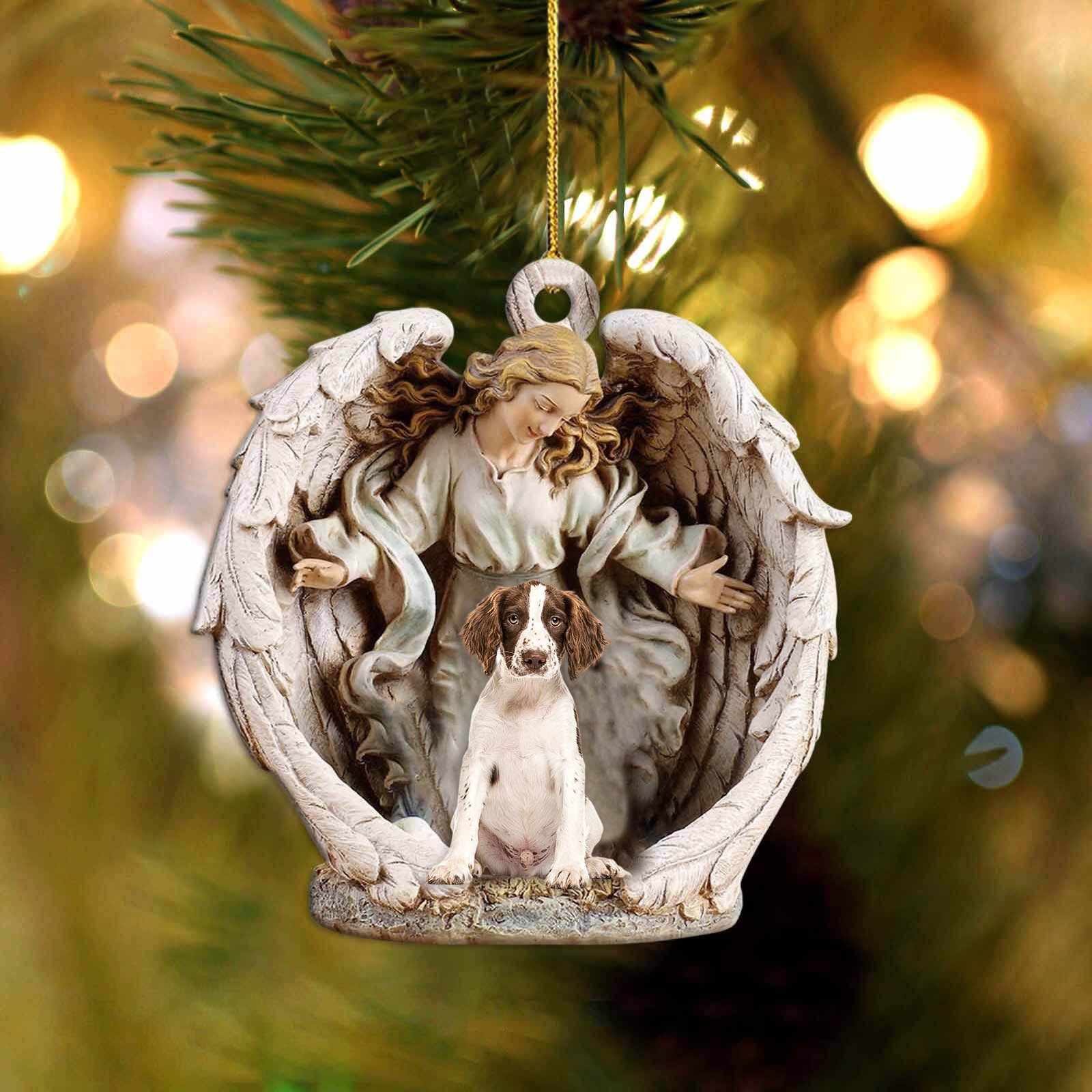 English Springer Spaniel (5)-Angel Hug Winter Love Two Sided Ornament