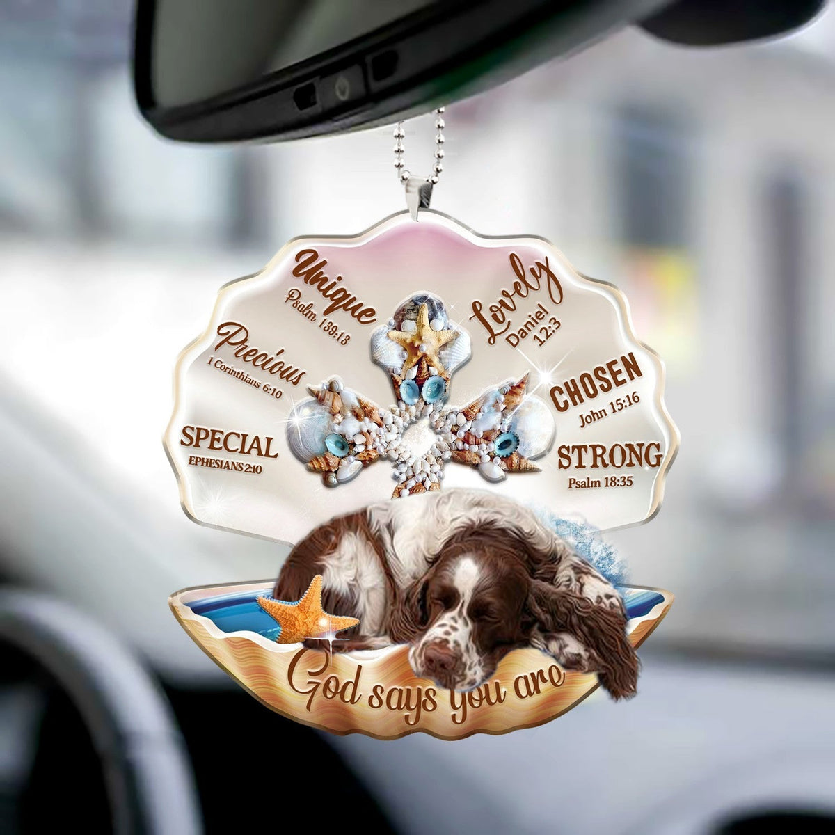 English Springer Spaniel-You Are Cross In Seashell-Two sides ornament