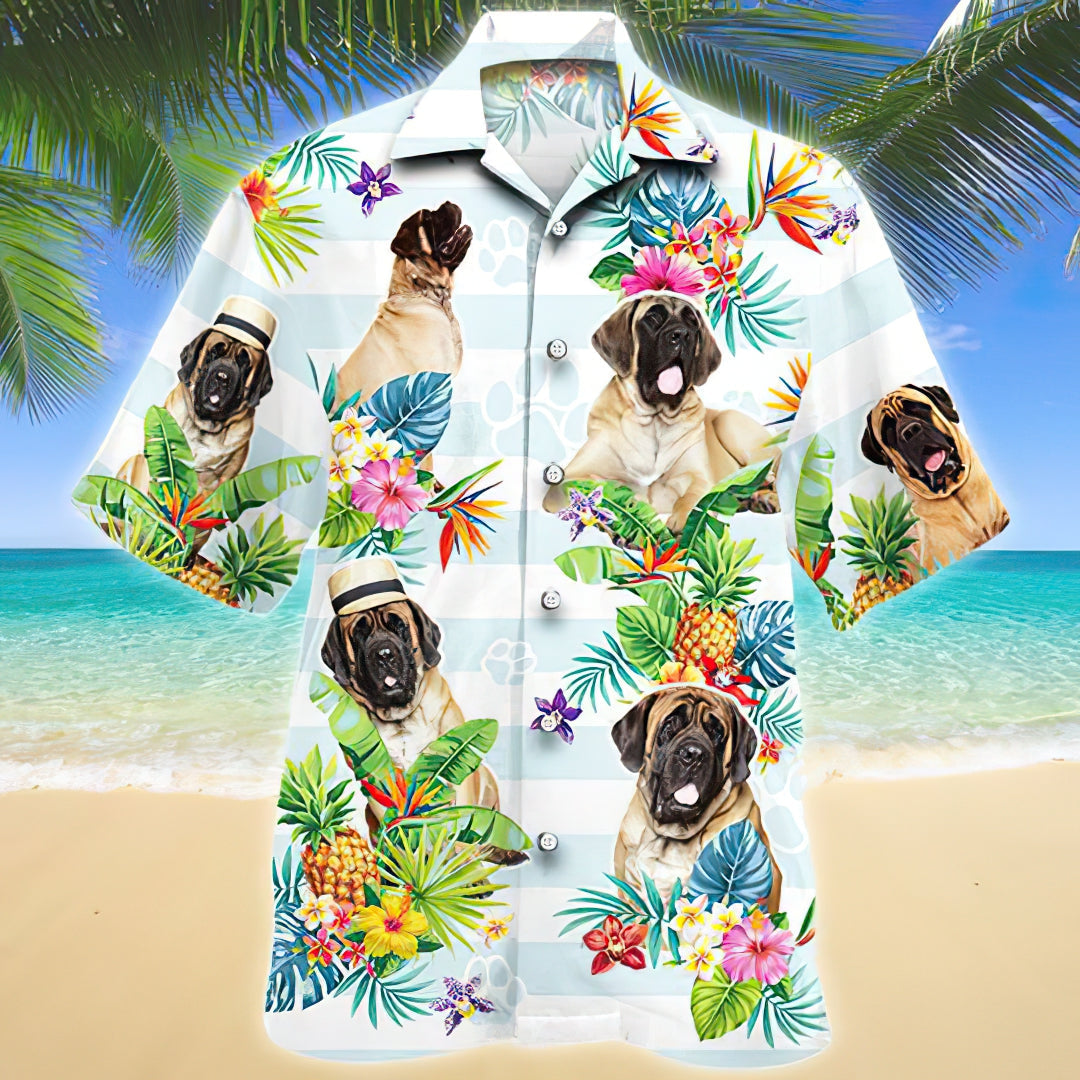 English Mastiff Tropical Flower Hawaiian Shirt