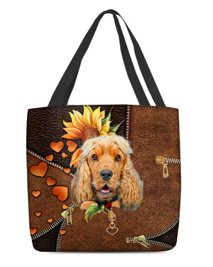 English cocker spaniel-Sunflower&zipper Cloth Tote Bag