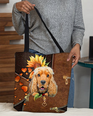 English cocker spaniel-Sunflower&zipper Cloth Tote Bag