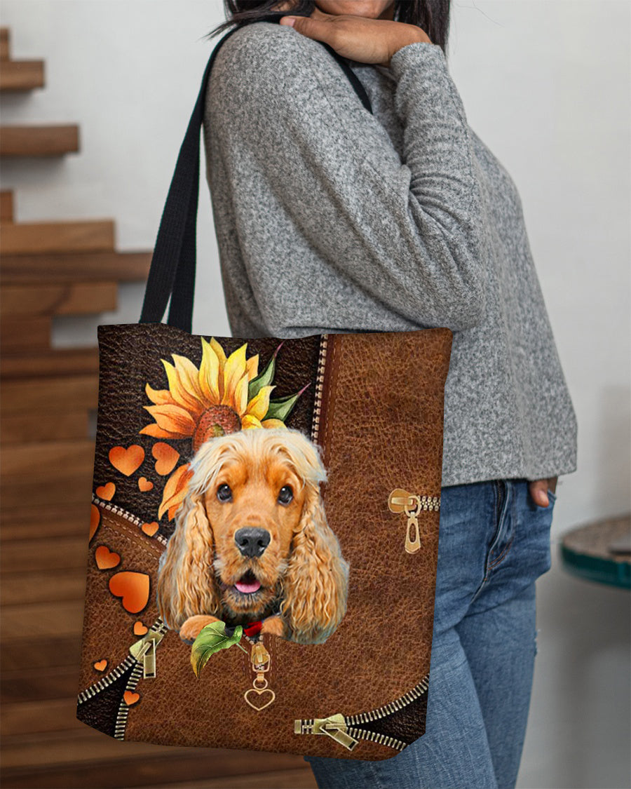 English cocker spaniel-Sunflower&zipper Cloth Tote Bag