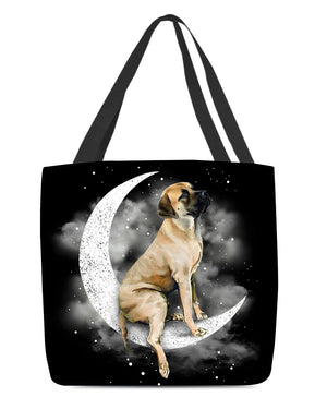 English Mastiff Sit On The Moon Sit On The Moon With Starts-Cloth Tote Bag