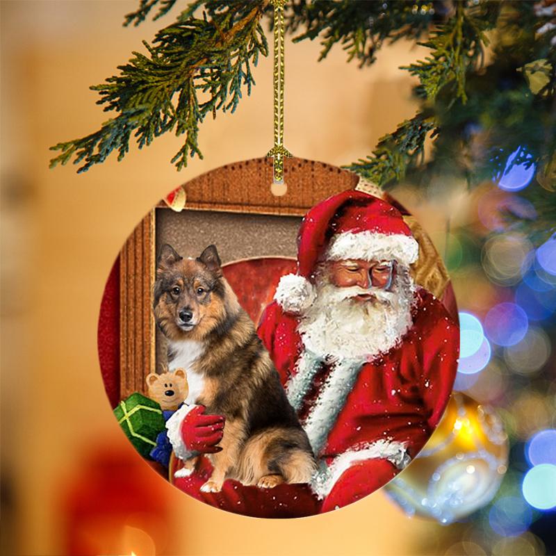 Eurasier With Santa Christmas Ornament