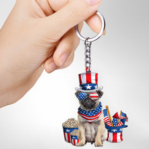 FAWN Pug 2-July Stuff Flat Acrylic Keychain