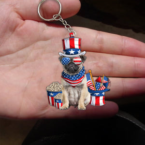 FAWN Pug 2-July Stuff Flat Acrylic Keychain