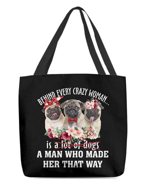 FAWN Pug-Crazy Woman Cloth Tote Bag