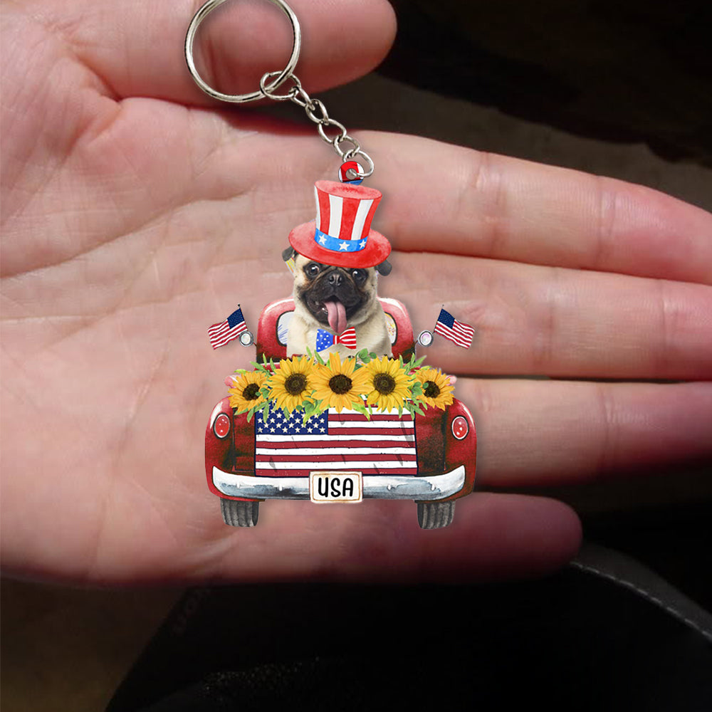 FAWN Pug 1-USA Truck Flat Acrylic Keychain