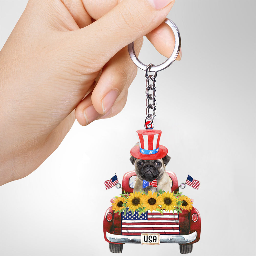 FAWN Pug 2-USA Truck Flat Acrylic Keychain