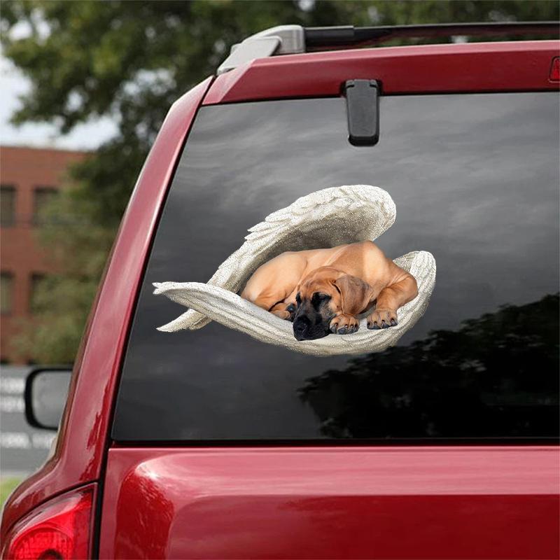 Fawn great dane-sleeping angel CAR STICKER