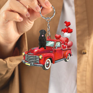 Flat Coated-Red Sports Car flat Acrylic Keychain