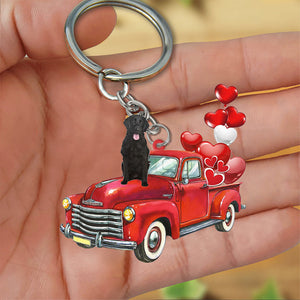 Flat Coated-Red Sports Car flat Acrylic Keychain