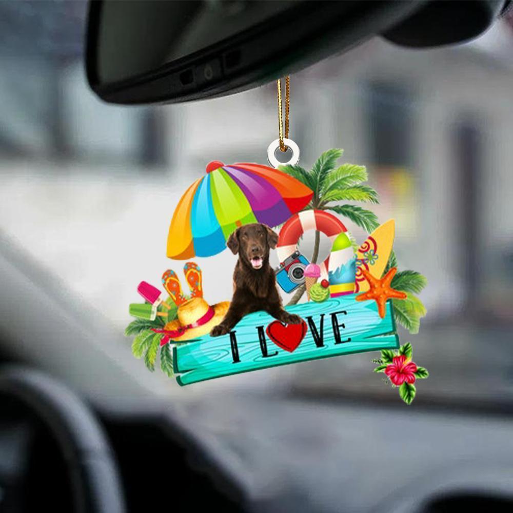 Flat Coated Retriever-I Love Summer-Two Sided Ornament