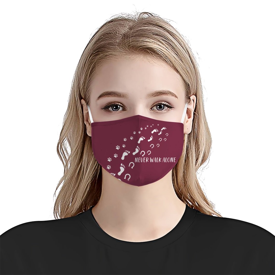 Footprint Never Walk Alone Dog Horse And Human Pink EZ17 2805 Face Mask
