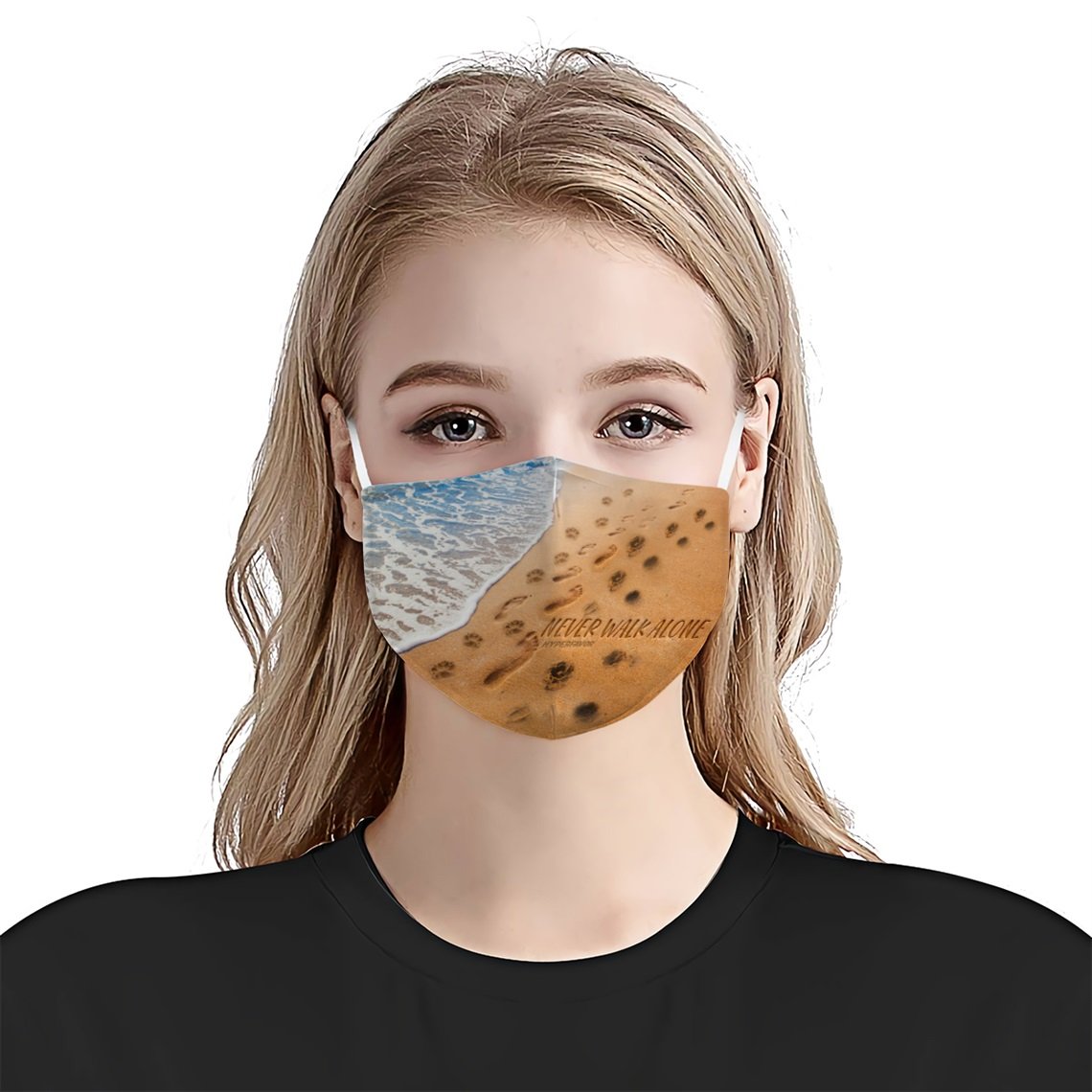 Footprint Never Walk Alone Dog Horse And Human Beach EZ17 2805 Face Mask