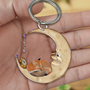 Fox-Sleeping on the moon Keychain