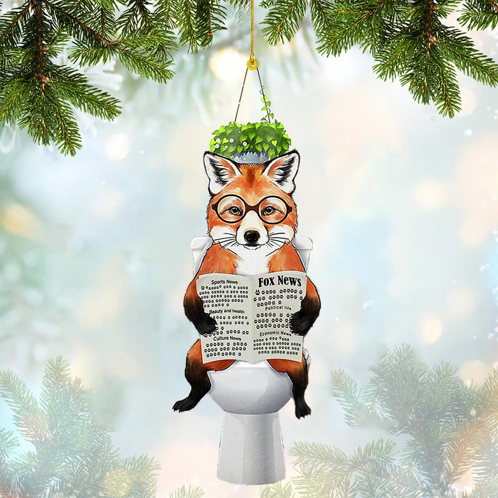 Fox Sitting On A Toilet-Two Sides Ornament