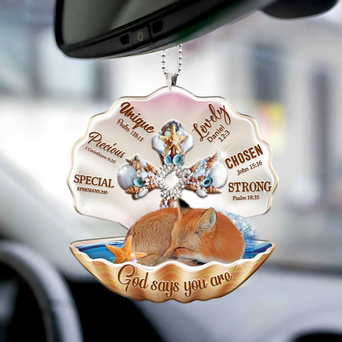 Fox-You Are Cross In Seashell-Two sides ornament