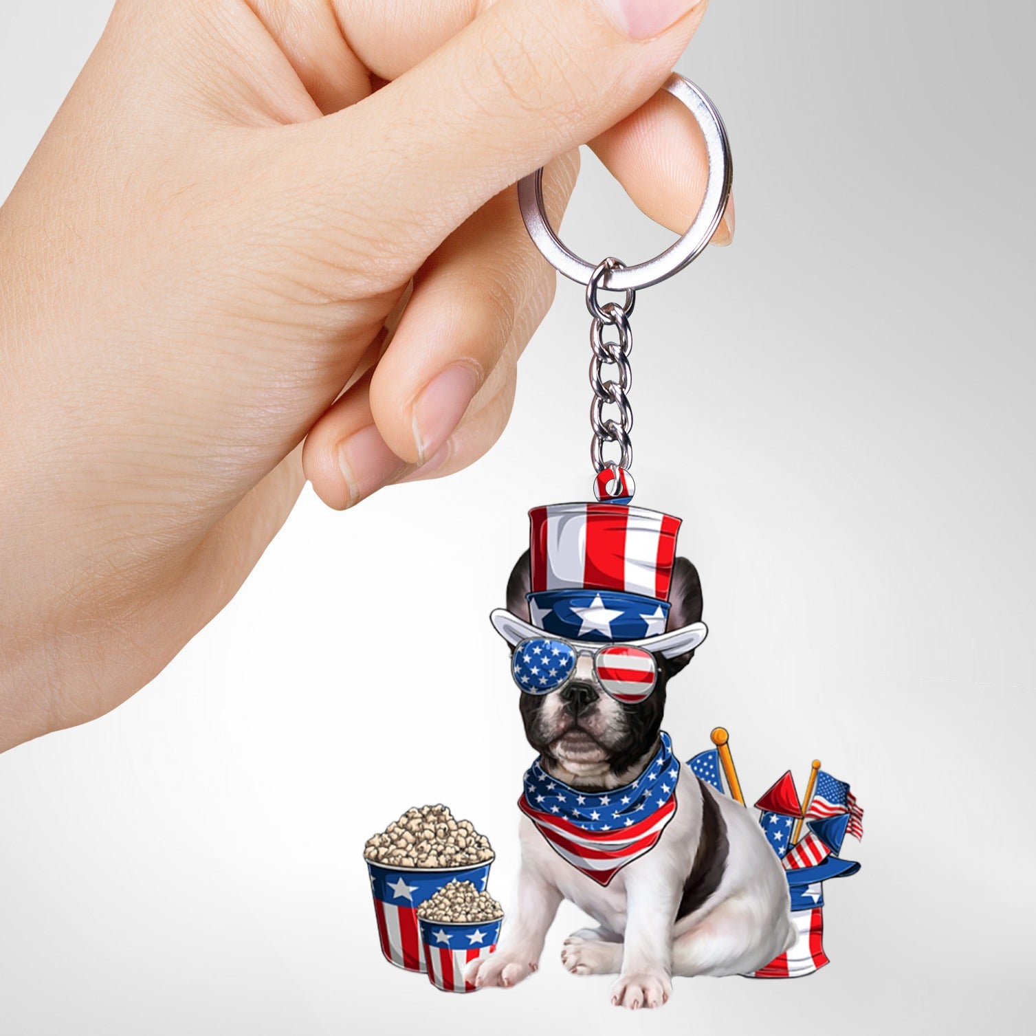 French Bulldog 2-July Stuff Flat Acrylic Keychain