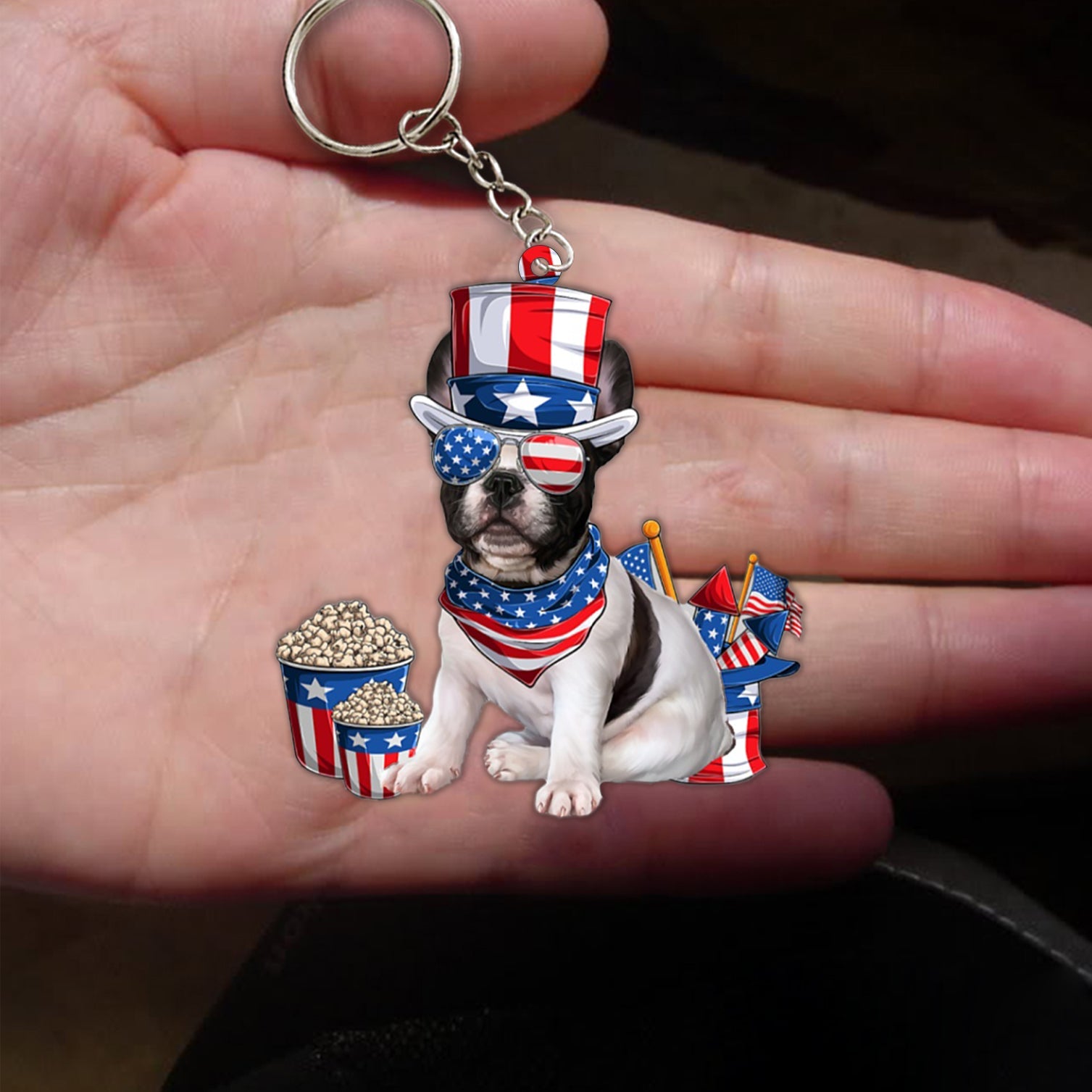 French Bulldog 2-July Stuff Flat Acrylic Keychain