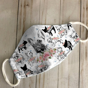French Bulldog Floral Vintage EZ07 1906 Face Mask