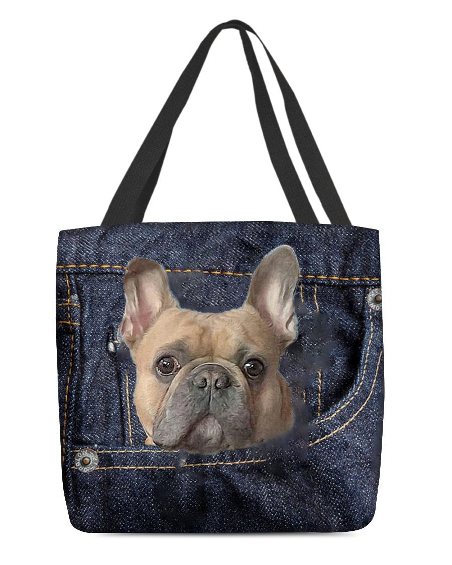 French Bulldog-Dark Denim-Cloth Tote Bag