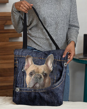 French Bulldog-Dark Denim-Cloth Tote Bag