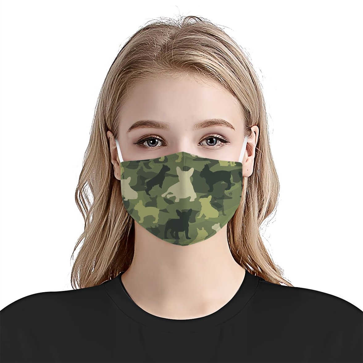 French Bulldogs Camo Pattern Army EZ16 0907 Face Mask