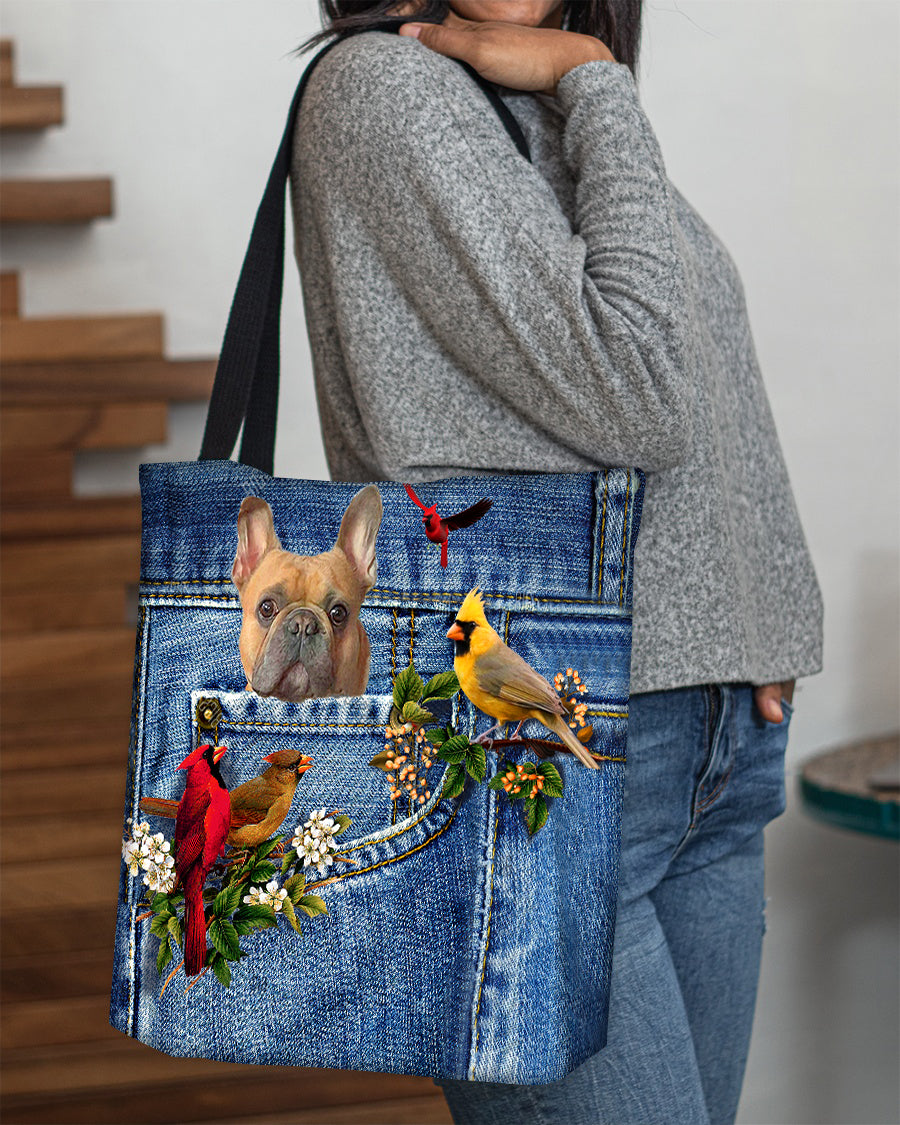 French Bulldog-Cardinal & Dog Cloth Tote Bag