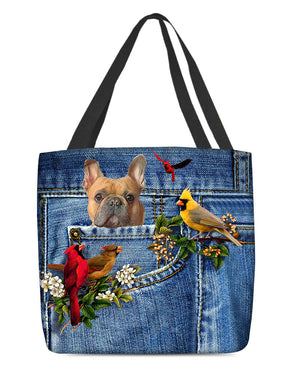 French Bulldog-Cardinal & Dog Cloth Tote Bag