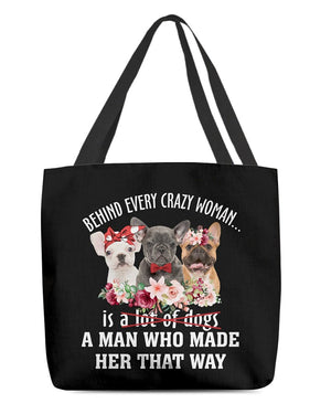 French Bulldog-Crazy Woman Cloth Tote Bag