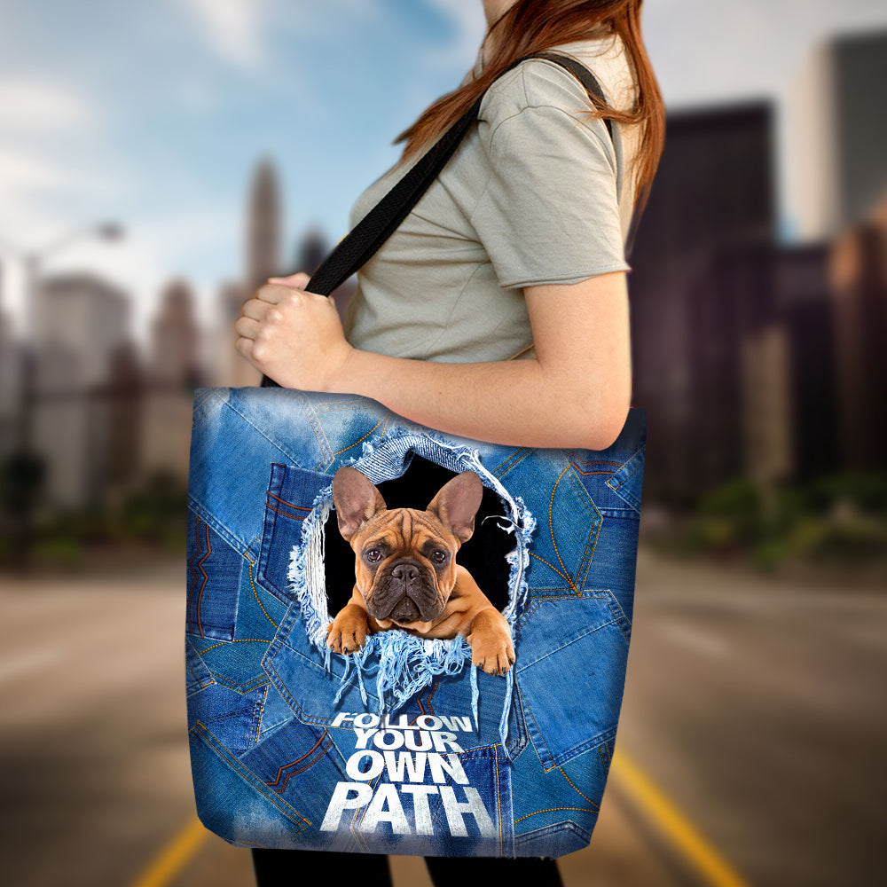 French Bulldog-Follow Your Own Path-Cloth Tote Bag