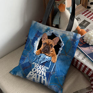 French Bulldog-Follow Your Own Path-Cloth Tote Bag