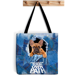 French Bulldog-Follow Your Own Path-Cloth Tote Bag