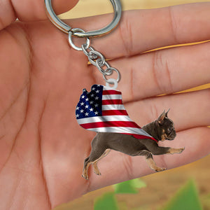 French Bulldog-Happy Independence Day Flat Acrylic Keychain