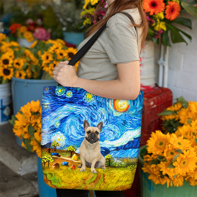 French Bulldog-Oil Painting-Cloth Tote Bag