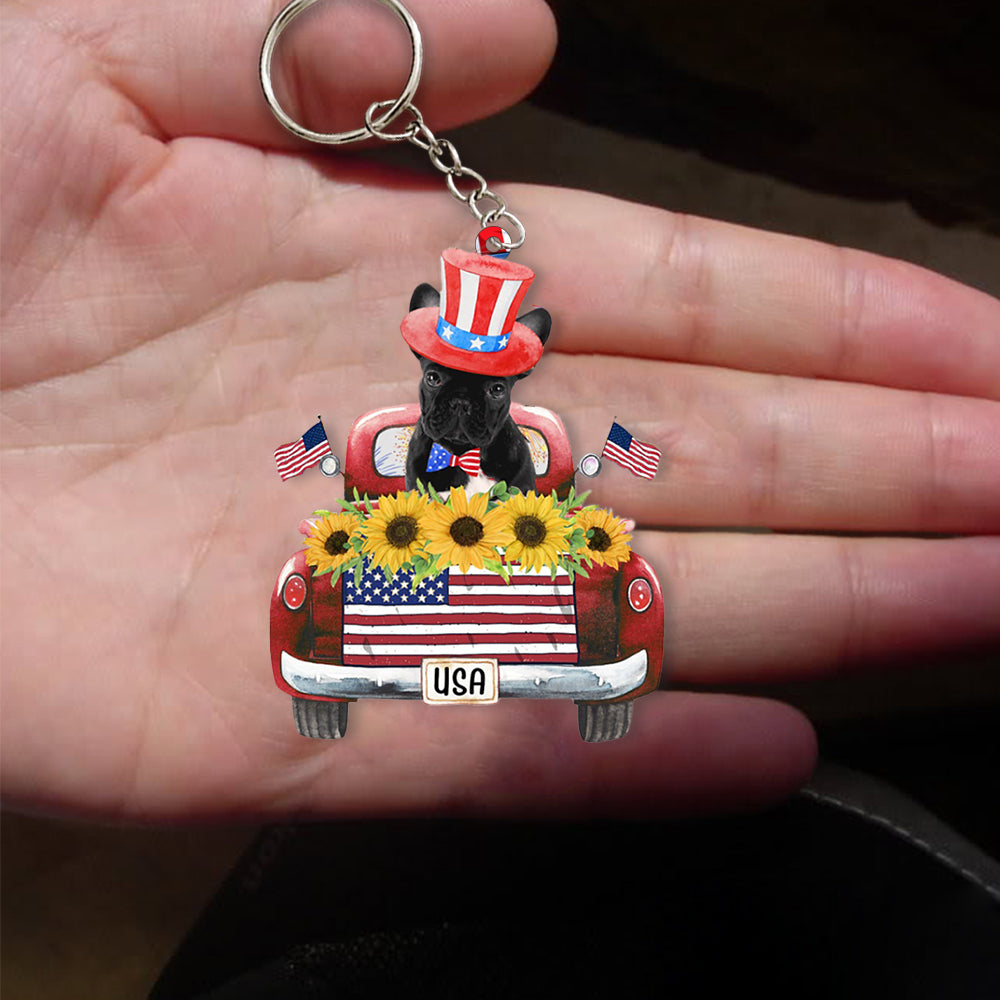 French Bulldog-USA Truck Flat Acrylic Keychain