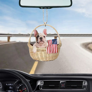 French Bulldog-With American Flag Two Sides Ornament