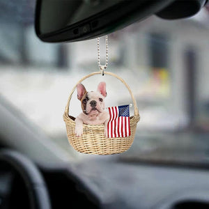 French Bulldog-With American Flag Two Sides Ornament