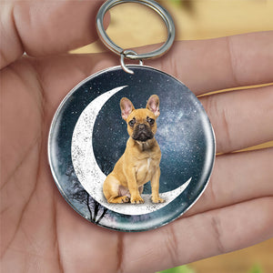 French Bulldog1-Stars and Moon-Round Resin Epoxy Metal Keychain