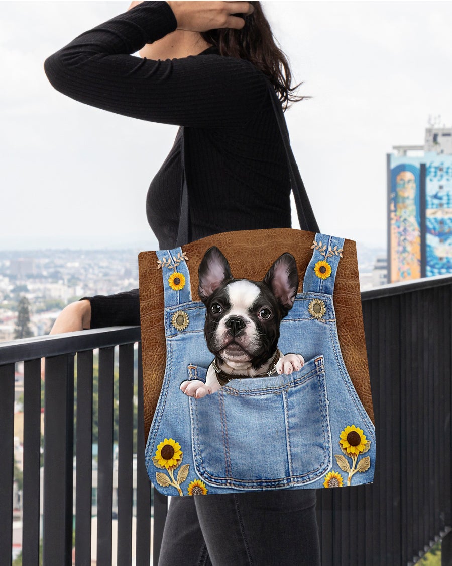 French Bulldog 1 And Sunflower-Cloth Tote Bag