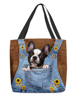 French Bulldog 1 And Sunflower-Cloth Tote Bag