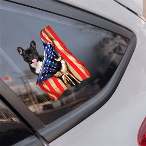 French Bulldog 2-American Flag Front Car Sticker