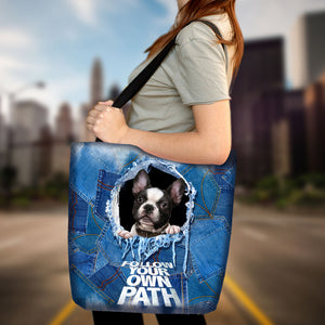 French Bulldog2 -Follow Your Own Path-Cloth Tote Bag