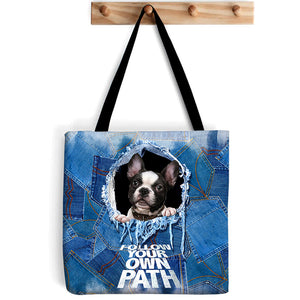 French Bulldog2 -Follow Your Own Path-Cloth Tote Bag