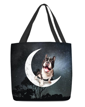 French Bulldog2-Sit On The Moon-Cloth Tote Bag